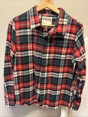 VSTR Red & Navy Plaid Button-Down Shirt for Kids